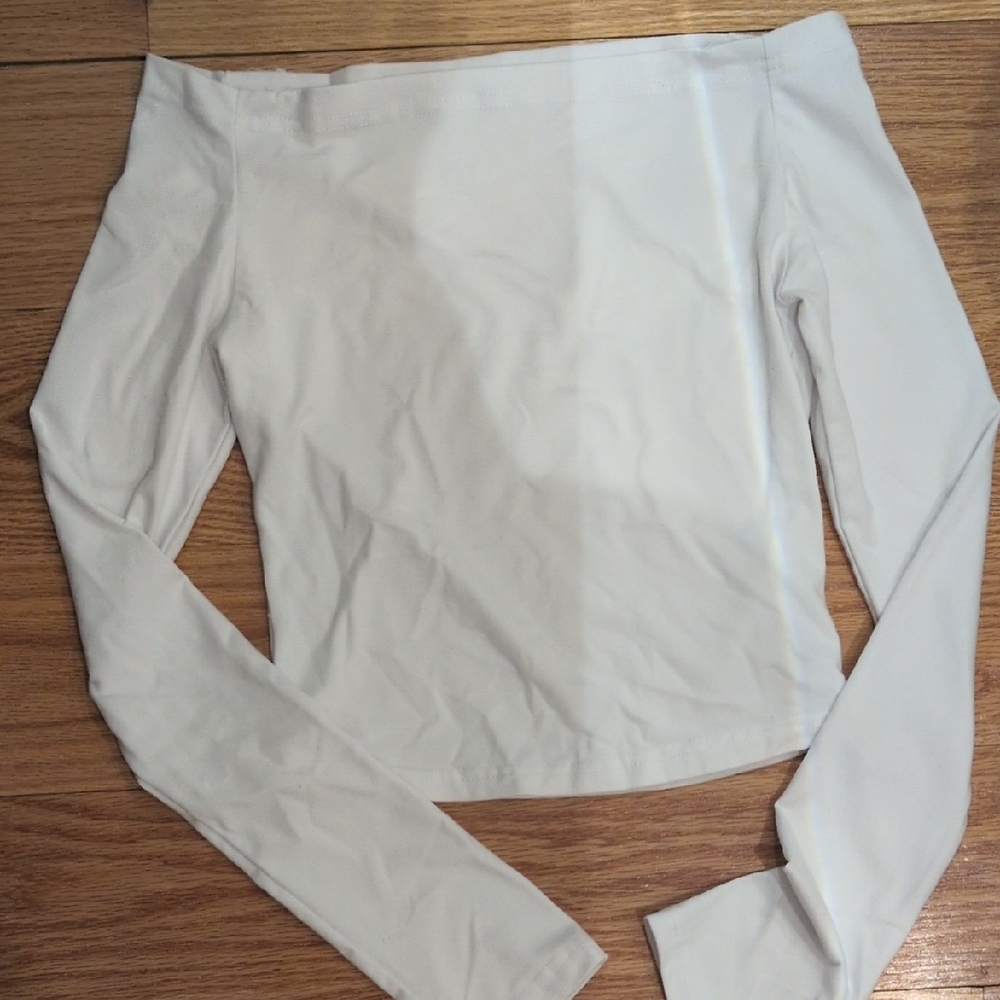 White Off-Shoulder Long Sleeve Top